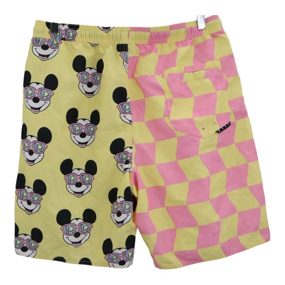 Neff x Disney Mickey Mouse Checkered Swim Trunks Shorts Men's Large